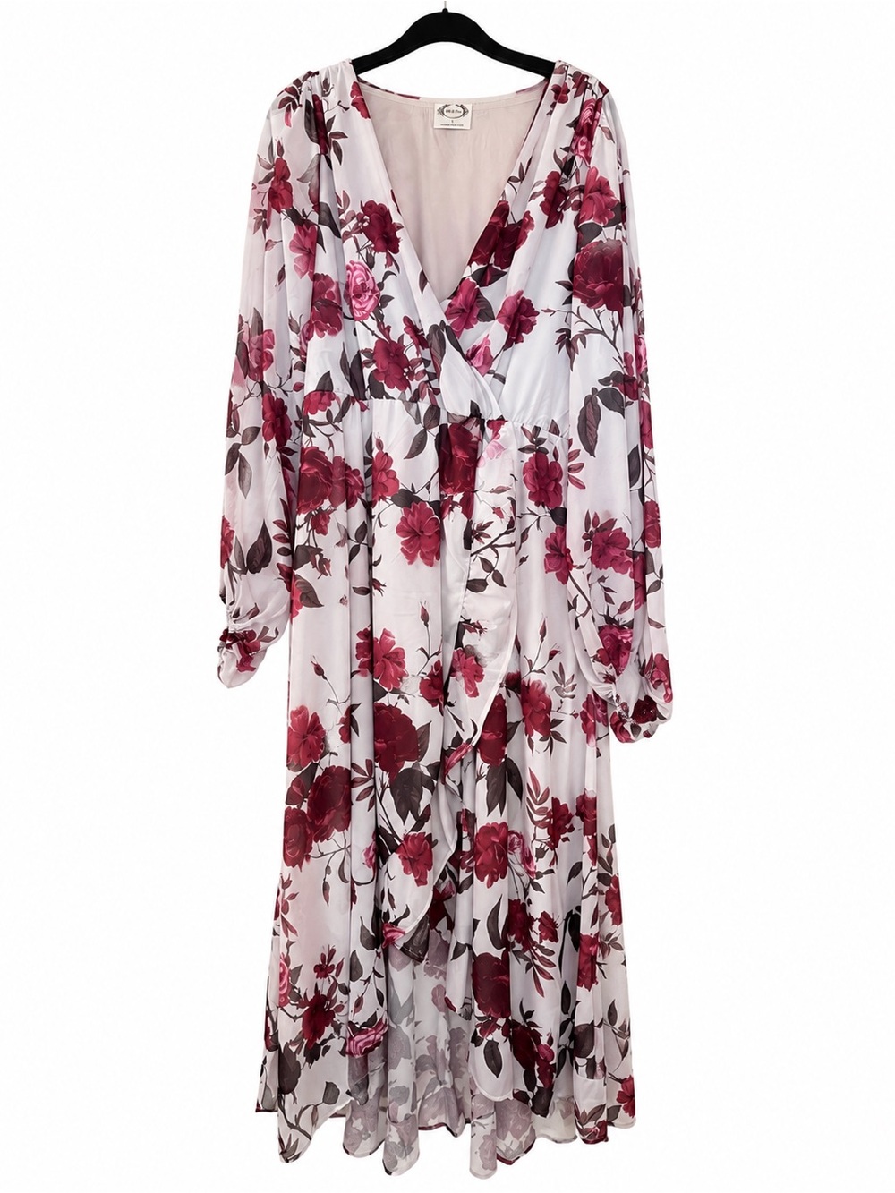Joyfolie White Maxi Robe with Rose Print